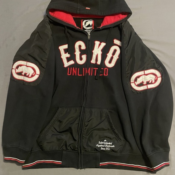 Y2K Ecko Unlimited Men's Script Jacket Size 3XL Nylon Shoulders